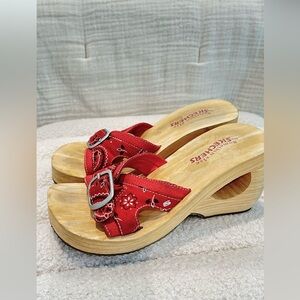 Vintage Bandana Print Heels | Sketchers | Color: Red | Size: 6